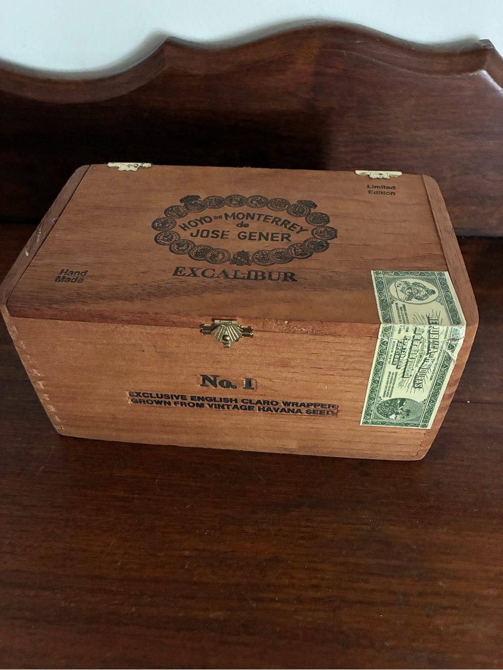 Vintage Jose Gener Excalibur Wooden Cigar Box - Brown